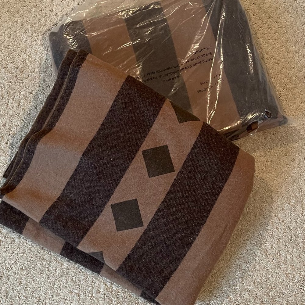 Wool Camping Blankets (2) Apprx. 54x69" (75/25wool Nylon) NWOT No Brand **1 Flaw